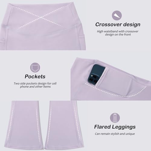 Girls' Leggings Cross High Waisted Bell Bottoms Yoga Flare Pants for Athletic Causal with Pockets,3 Pcs3