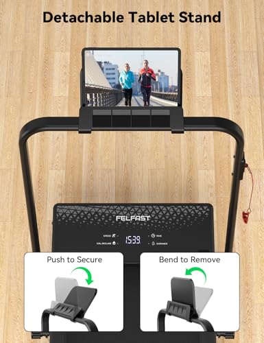 Image of FelFast Walking Pad Treadmill, 12% 5-Level Auto Incline, 2-in-1 Under Desk Foldable w /Remote Control, 12 HIIT Mode, 265 Lbs, 7.6 MPH Max, Portable Treadmill for Office Home