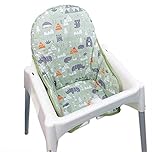 ZARPMA Cotton Seat Covers Compatible for Ikea Antilop Highchair, Cotton Surface and Padded, Forest Pattern Foldable Baby Highchair Cover for Antilop Child Chair Cushion (Green Forest)