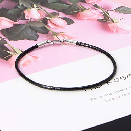 Yziss Braided Leather Bracelet Wristband With Lobster Clasp Charm Beads Diy Jewelry For Unisex Women Men Beads Gift (Black) #TOP5