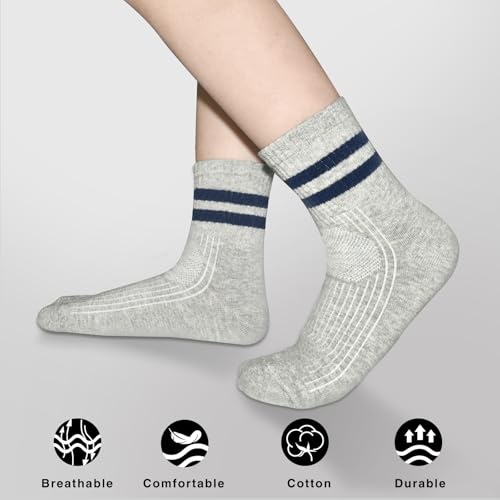 Toddler Kids Socks, 4 Pairs Crew Athletic Cotton Soft Stripe Socks for Boys Girls Children 1-12 Years4