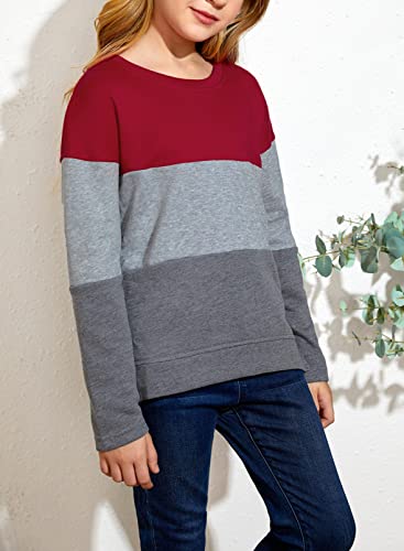 Image of SELINK Girls Big Kids Long Sleeve Striped Color Block Pocket Tees
