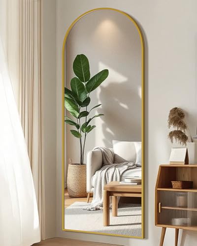 Image of 59 inchx16 inch Floor Mirror Full Length, Arched Full Length Mirror with Stand, Full Body Mirrors for Bedroom Living Room or Cloakroom Gold