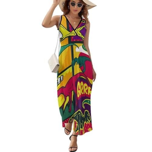 Robe longue d'été sans manches femmes fluide et légère col V