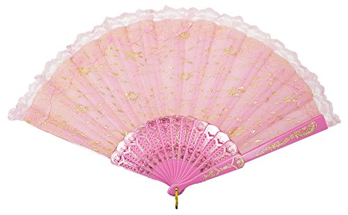 Preisvergleich Produktbild Das Kostümland Glitzer Handfächer Valeria mit Pailletten - Rosa