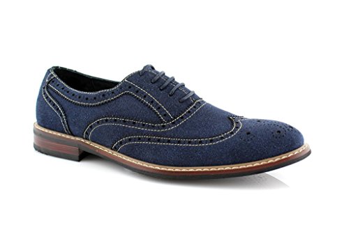 Ferro Aldo Men's 139001 Lace Up Wing Tip Brogue Denim Blue Casual Dress