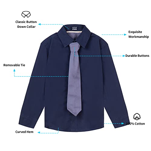 Image of LittleSpring Boys Button Down Long Sleeve Uniform Dress Shirts with Tie