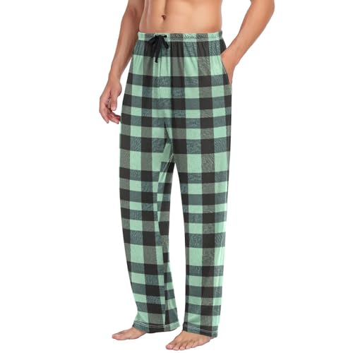 GuoChe Paleturquoise Buffalo Plaid Check Tartan Scotland Thin Pajama Pants For Men Pyjama Pants with pockets for Autumn Xmas Gifts X-Large4