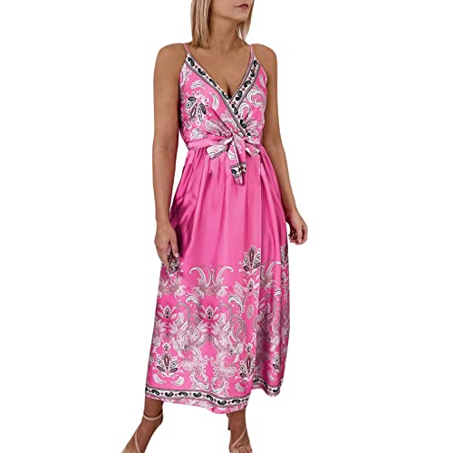 Women's Summer Floral Print Cross V Neck Dress Bohemian Flowy Long Maxi Dresses Women's Sexy Bodycon Tank Dress Sleeveless Basic Midi Club Dresses Women's Cap Sleeve 1988S Retro Vintage #TOP26