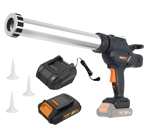 MAXXT Pistolet à Cartouche Electrique, Batteries de 2.0Ah pistolet silicone,de 10oz à 20oz / 300ml à 600ml Mode Anti-Goutte