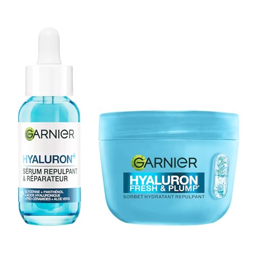 GARNIER - SkinActive - Routine Hyaluron - Crème Sorbet Hydratante Repulpante Fresh & Plump (85 ml) + Sérum Gel Repulpant & Réparateur Hyaluronic (30 ml) -...