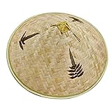 Bambushut für Damen und Herren, chinesischer orientalischer Hut, Bambus-Sonnengeflecht, geflochten mit verstellbarem, winddichtem Seil, Kegelspitze, Angeln für Tourismus, Landwirtschaft, Bühnenstüt