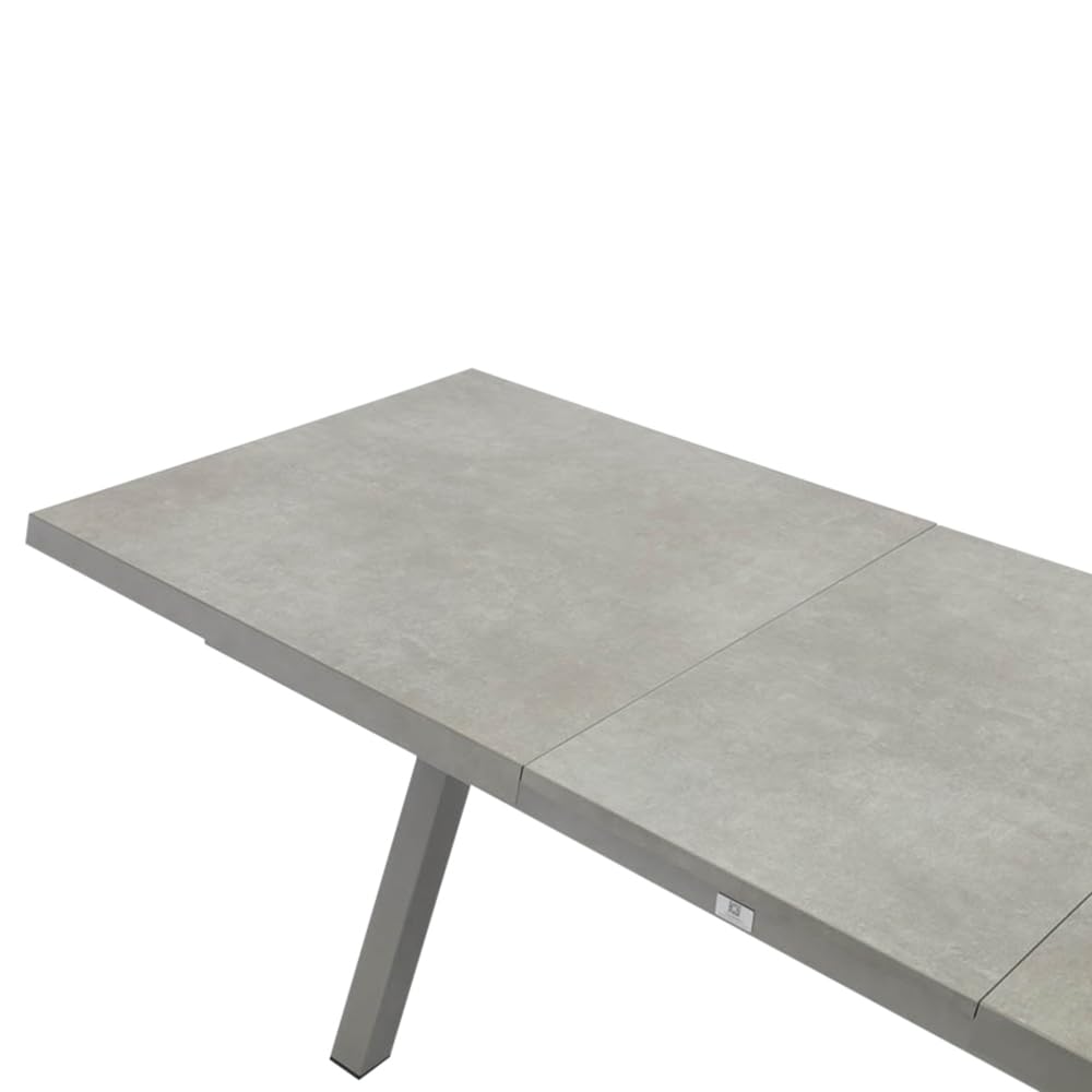 Tavolo da pranzo allungabile BUDA | Tavolo da giardino allungabile in alluminio con top ceramica, resistente ad intemperie e graffi | 200/260 x 100 x 74cm