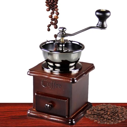 Rrlihjgu Manual Vintage Molido De 16.7 Cm De Marrón Retro En Madera Con Manivela, Computadora Portátil, Molienda Con Un Diseño Antiguo,molienda Para Granos De Café, En Acero Inoxidable