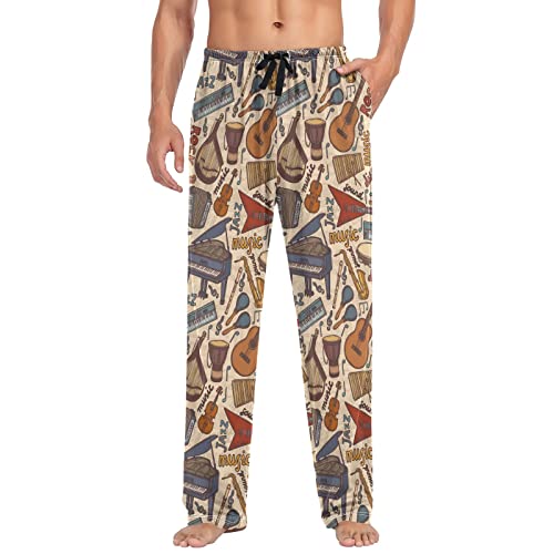 ALAZA Musical Instruments Pattern Men's Pajama Pants Soft Long Sleep Pants Lounge Pajama Bottoms with Pockets3