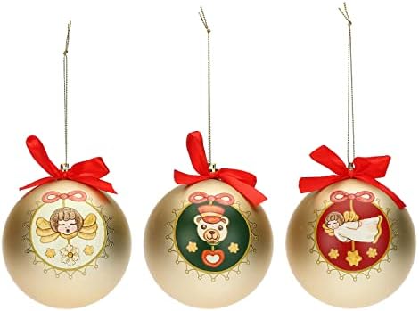 THUN – Natale 2022 – Set di 3 Palline per Albero di Natale Decorate, in Versione Bianco – Idea Regalo Natale 2022 – PS; 100% Poliestere – Ø 10 cm