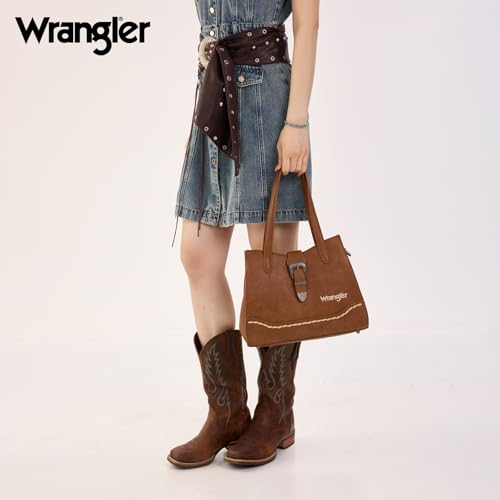 Wrangler Purse for Women Meduim Tote Bag Shoulder Purses and Handbags | 3 Compartments Western Top Handle Faux Leather Vintage Cowgirl Purse Women Pocketbooks Satchel Ladies Gifts Bags - Image 3
