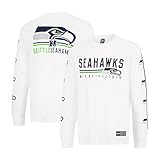 Ultra Game NFL Official Adults Super Soft Supreme Long Sleeve T-Shirt - Unisex, Seattle Seahawks, White Updated, Medium