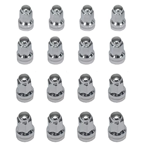 Image of MASSFX Golf Cart Lug Nuts Full Set 16 Count for E-Z-Go Club Car Yamaha EZGO (HEX14MM L28MM 3 /8-24, Chrome)