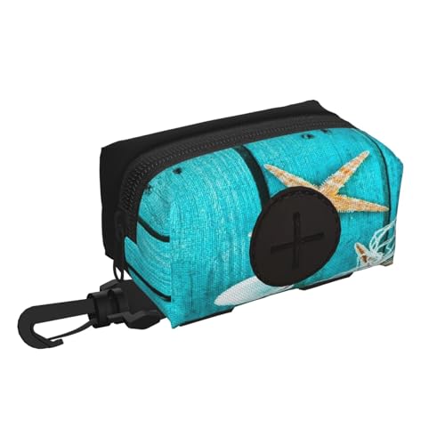Starfish and Conch Art Dog Poop Bag Storage Box with Safety Lock, Suitable for Any Dog ​​Leash, Pet Travel Poop Bag Storage Bag