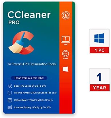 CCleaner Professional for Windows | 1 Device 1 Year | Boost your PC's performance | Email Delivery in 2 hours.