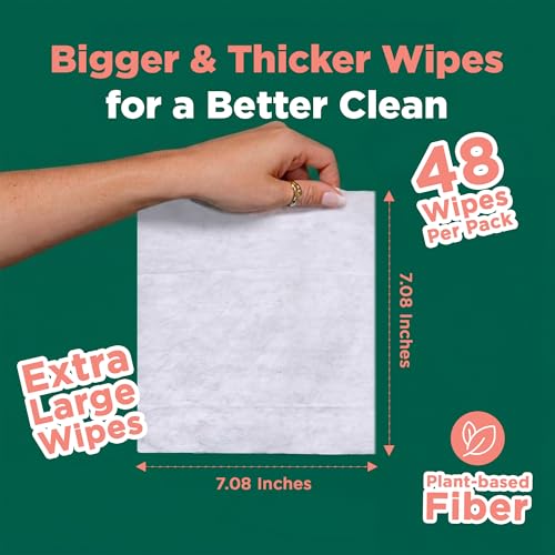 Image of ECO SOUL [Pack of 2, 96 Count] Flushable Extra-Large Adult Wipes-Mint | Eco-Friendly Compostable| 99% Purified Water, Hypoallergenic,Soft Wipes, BPA