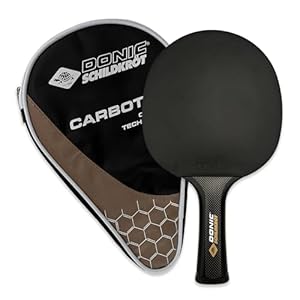 Donic-Schildkröt CarboTec 7000 Tischtennisschläger – 100% Carbon One-Piece Schläger, Revolution Belag mit S-Plus Schwamm 2, 3mm, Spieltyp Attack Plus, konkaver Griff, inkl. Schlägertasche