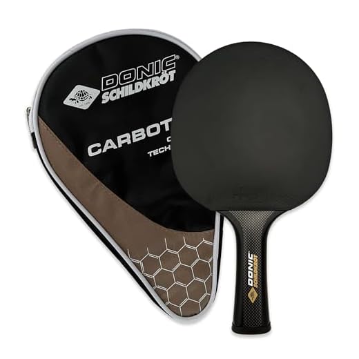Donic-Schildkröt CarboTec 7000 Tischtennisschläger – 100% Carbon One-Piece Schläger, Revolution Belag mit S-Plus Schwamm 2,3mm, Spieltyp Attack Plus, konkaver Griff, inkl. Schlägertasche