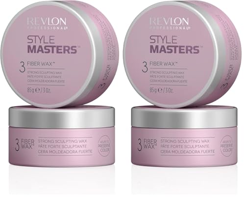 REVLON PROFESSIONAL Style Masters Fiber Wax, Cera de Fijación Fuerte y Duradera, Crema Moldeadora para Peinados con un Acabado Natural, Control y Definición al Cabello, Cera Pelo 85g (Paquete de 2)