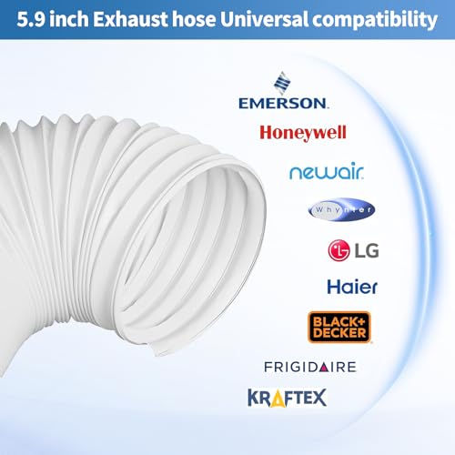 Image of Yipoch 5.9 Inch Portable Air Conditioner Hose Length up to 59 inch, Anti-Clockwise Thread Portable Ac Hose Compatible with Haier, LG, Delonghi and More