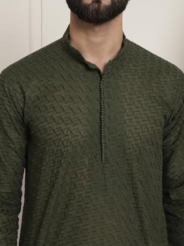 Image of SOJANYA Men's Silk Blend Regular Fit Casual (Since 1958 Woven Design Kurta with Churidar & Embroidered Nehru Jacket