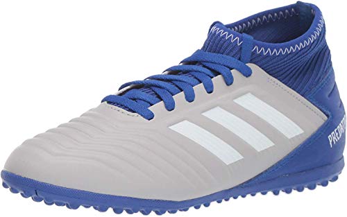 adidas Unisex-Kid's Predator 19.3 Turf Soccer Shoe, Grey/White/Bold Blue, 6 M US Big