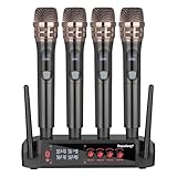 Professional Wireless Microphone System, 4 Channels, Handheld Karaoke Set for Home, Party, Church, DJ, Wedding