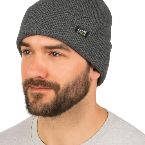 Polar Extreme Heat Mens Sherpa Lined Knit CAMO Pull HAT OSFM - Black
