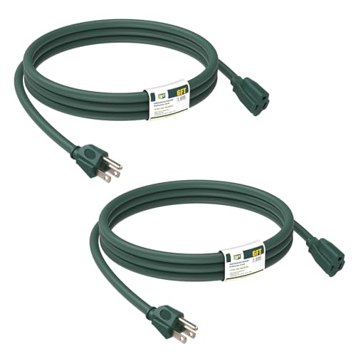 Image of EP 6FT Outdoor Extension Cord, 16 /3 SJTW Heavy Duty Green 2PK, ETL Listed