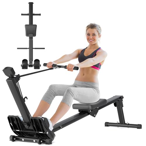 2025 Upgraded Rowing Machine for Home Use, LUBBYGIM Rowing Machine Foldable Rower with LCD Monitor -...