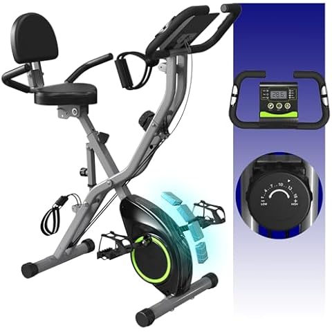 LINBOLUSA Exercise Bike for Seniors, 5 IN 1 Foldable Stationary Indoor Bike with 16-Level Magnetic Resistance and Tri-Position Ride, 300LBS Capacity, 5.5 LBS Flywheel, Designed for Home Workout 817 Cover
