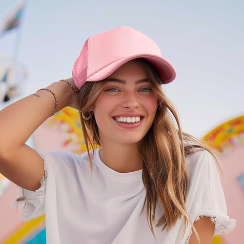 Image of Trucker Hat Mesh Cap Solid Colors Lightweight with Adjustable Strap Small Braid