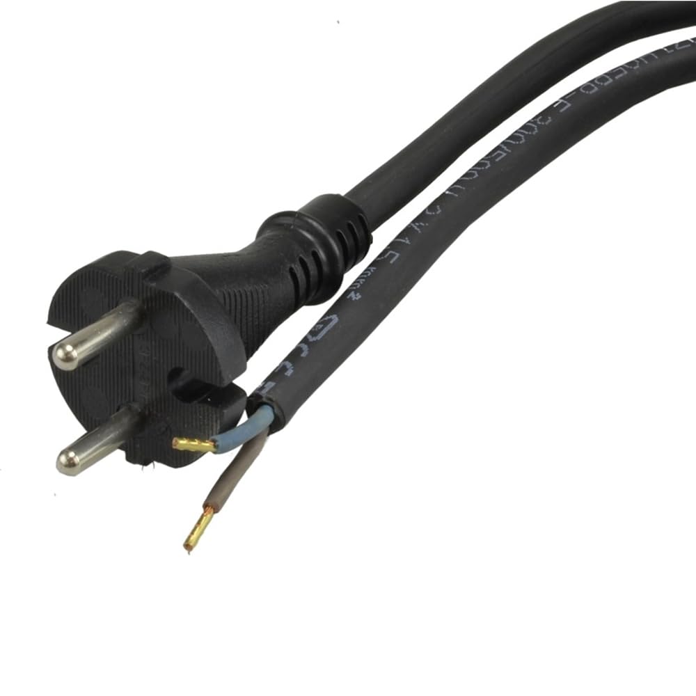Kabel przyłączeniowy gumowy 2-biegunowy 2 x 1,0 mm2 H05RR-F 2G 1,0 mm2 kabel zasilający z wtyczką kabel gumowy czarny 250 V, 16 A (1,5 metra)