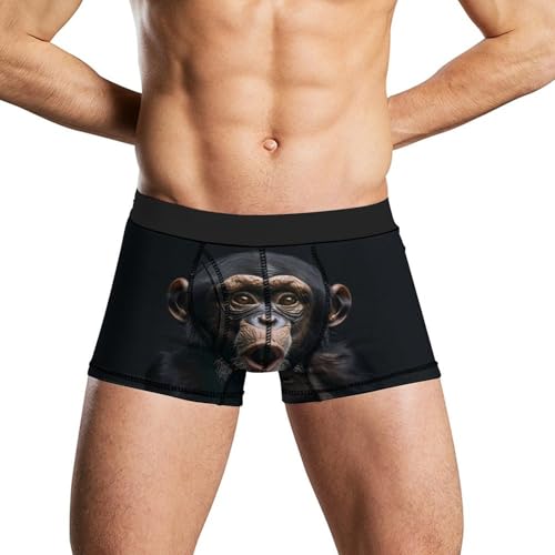 Monkey Funny Meme Cool Men's Boxer Briefs Soft Underwear Breathable Trunks with Waistband
