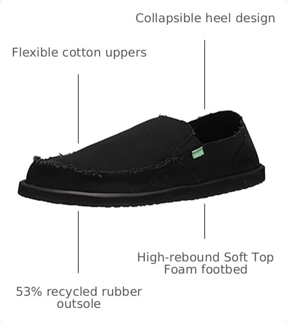 Image of Men's Casual Black Loafers & Slide-Ons by Sanuk