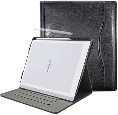 E NET-CASE Case for Remarkable 2 Tablet 10.3 inch (2020 Released) – New Upgraded Design 360 Degree Rotating Stand Cover for Remarkable 2 Digital Paper with Pencil Holder (Black)