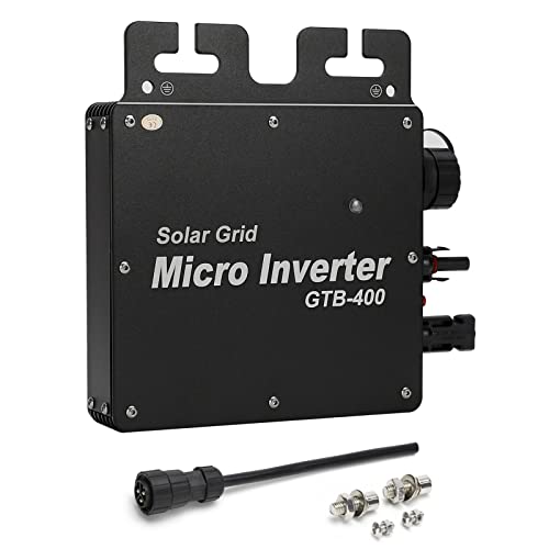 HQPCAHL Inversor De Conexión A Red De Energía Solar, Microinversor De Onda Sinusoidal Pura De 400W/600W Control WiFi Identificación Automática Ip65 Impermeables,400W Cover