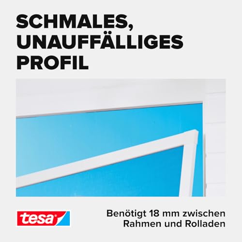 tesa INSECT STOP Aluminium Rahmen Fliegengitter für Türen - Insektengitter mit Aluminium-Rahmen & Clear View - Tür Insektenschutz - 100 cm x 220 cm, Weiß