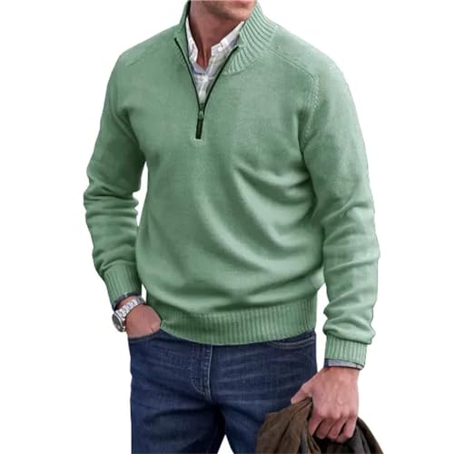Pull cachemire fermeture éclair homme, vert, L