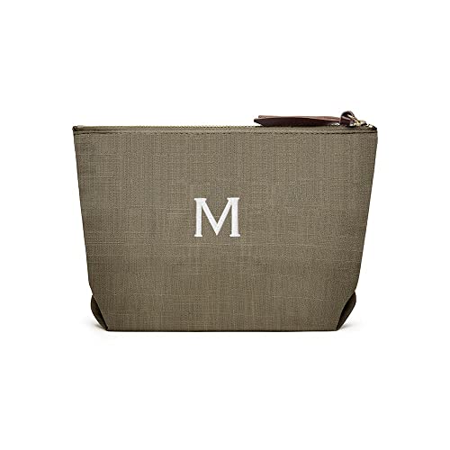 WEDDINGSTAR Women's Customizable Napa Linen Makeup Bag - Olive Green