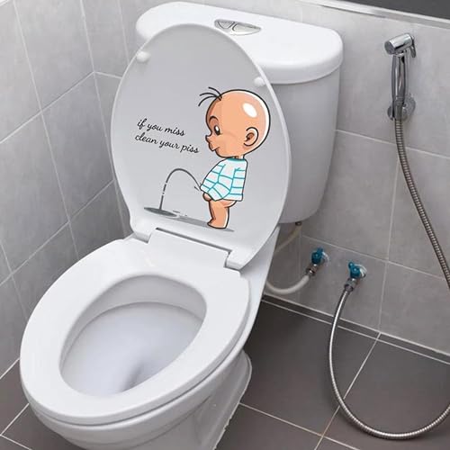 WC-Aufkleber, ’’Clean Your Piss’’, lustige Aufkleber für WC, wasserdicht, abnehmbare WC-Sitz-Aufkleber für Toilettendeckel, Badezimmer-Dekoration, WC-Zubehör, 1 Stück