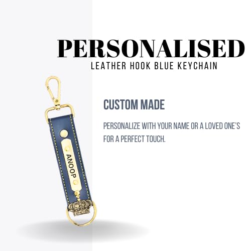 Image of Personalized Leather Keychain with Hook, Customised Leather Keychain for Men & Women | Added with Name & Charm