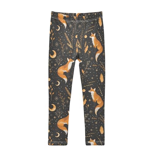 Fox and Astrology Moon 1 Girls Leggings Athletic Pants Tights Stretch Bottom