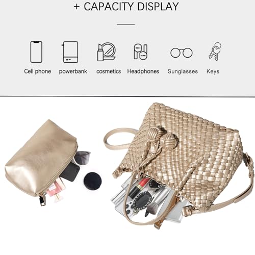 Image of Woven Tote Bag for Women, Hobo Bag for Work, Large Beach Travel Handbags and Purses, Retro Shoulder Bag, Shopping Bag